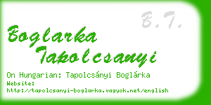 boglarka tapolcsanyi business card